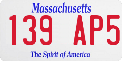 MA license plate 139AP5