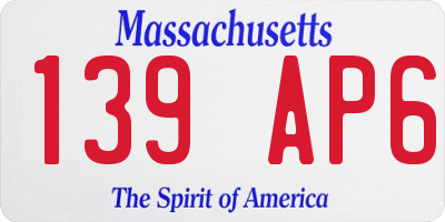 MA license plate 139AP6