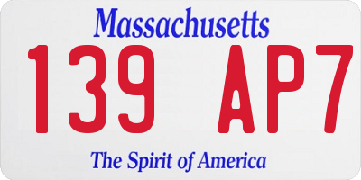MA license plate 139AP7