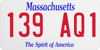 MA license plate 139AQ1