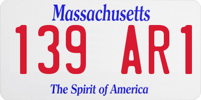 MA license plate 139AR1