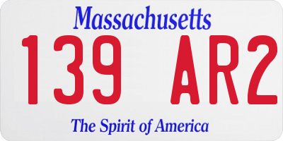MA license plate 139AR2