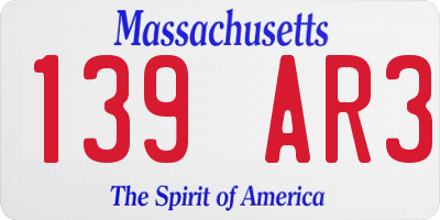 MA license plate 139AR3