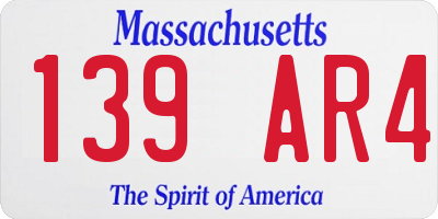 MA license plate 139AR4