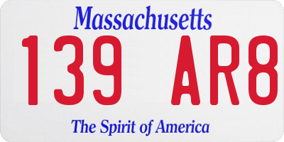 MA license plate 139AR8