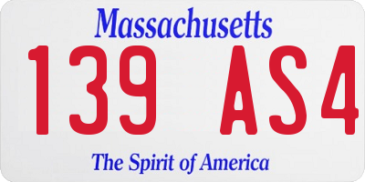 MA license plate 139AS4