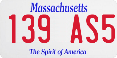 MA license plate 139AS5