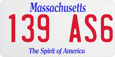 MA license plate 139AS6