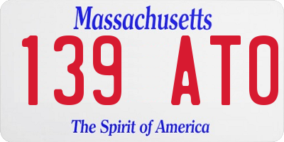 MA license plate 139AT0