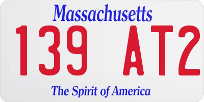 MA license plate 139AT2