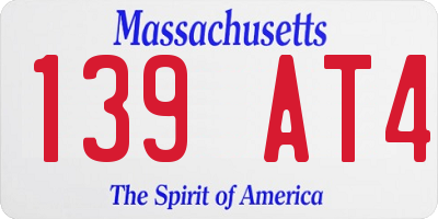 MA license plate 139AT4