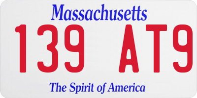 MA license plate 139AT9