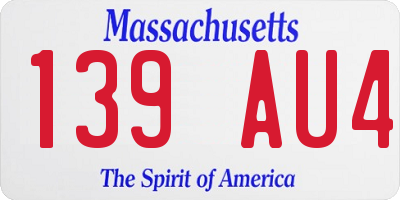 MA license plate 139AU4