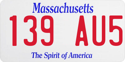 MA license plate 139AU5