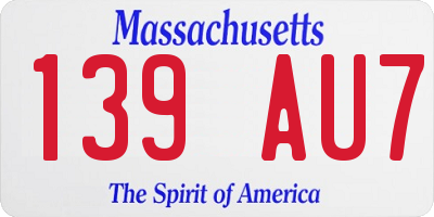 MA license plate 139AU7