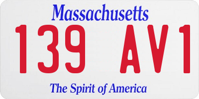 MA license plate 139AV1
