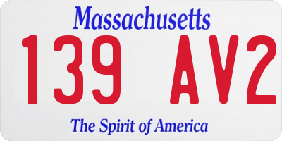 MA license plate 139AV2