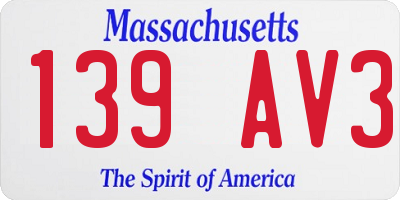 MA license plate 139AV3
