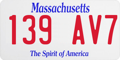MA license plate 139AV7