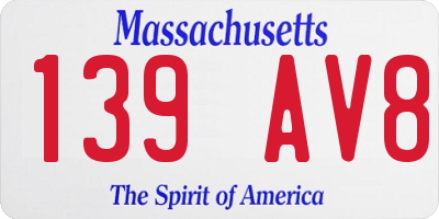 MA license plate 139AV8