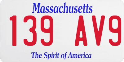 MA license plate 139AV9
