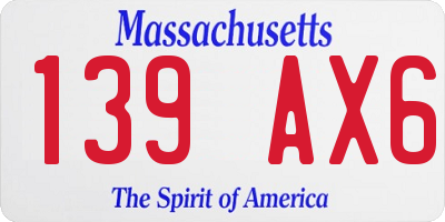 MA license plate 139AX6