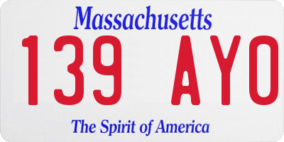 MA license plate 139AY0
