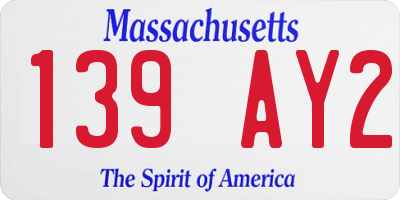 MA license plate 139AY2