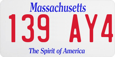 MA license plate 139AY4