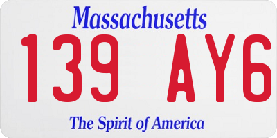 MA license plate 139AY6