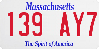 MA license plate 139AY7