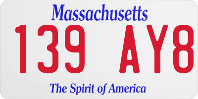 MA license plate 139AY8