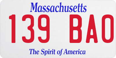 MA license plate 139BA0