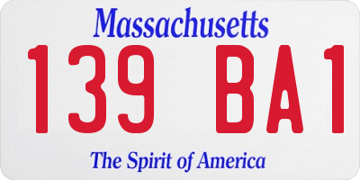 MA license plate 139BA1
