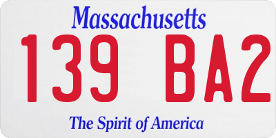 MA license plate 139BA2