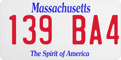 MA license plate 139BA4