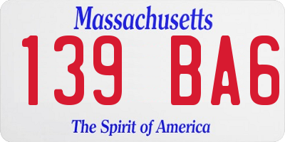MA license plate 139BA6