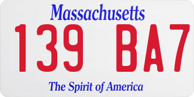 MA license plate 139BA7