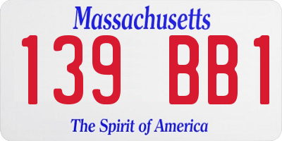 MA license plate 139BB1