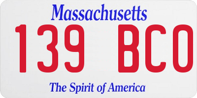 MA license plate 139BC0