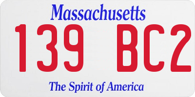 MA license plate 139BC2
