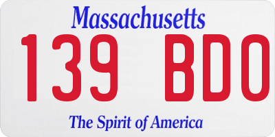 MA license plate 139BD0