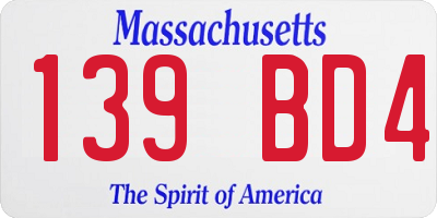 MA license plate 139BD4