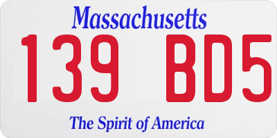 MA license plate 139BD5