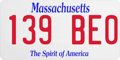 MA license plate 139BE0