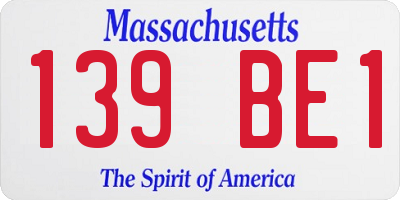 MA license plate 139BE1