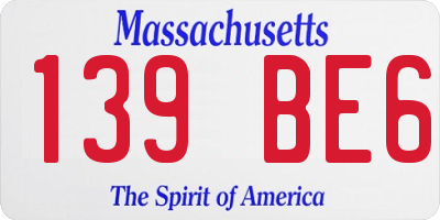 MA license plate 139BE6