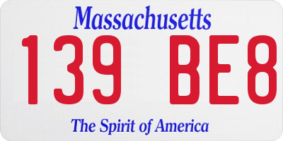 MA license plate 139BE8