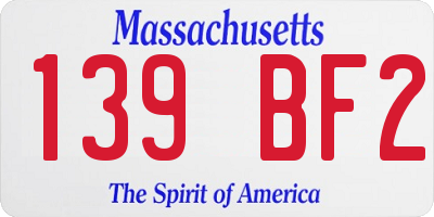 MA license plate 139BF2