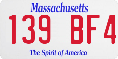 MA license plate 139BF4